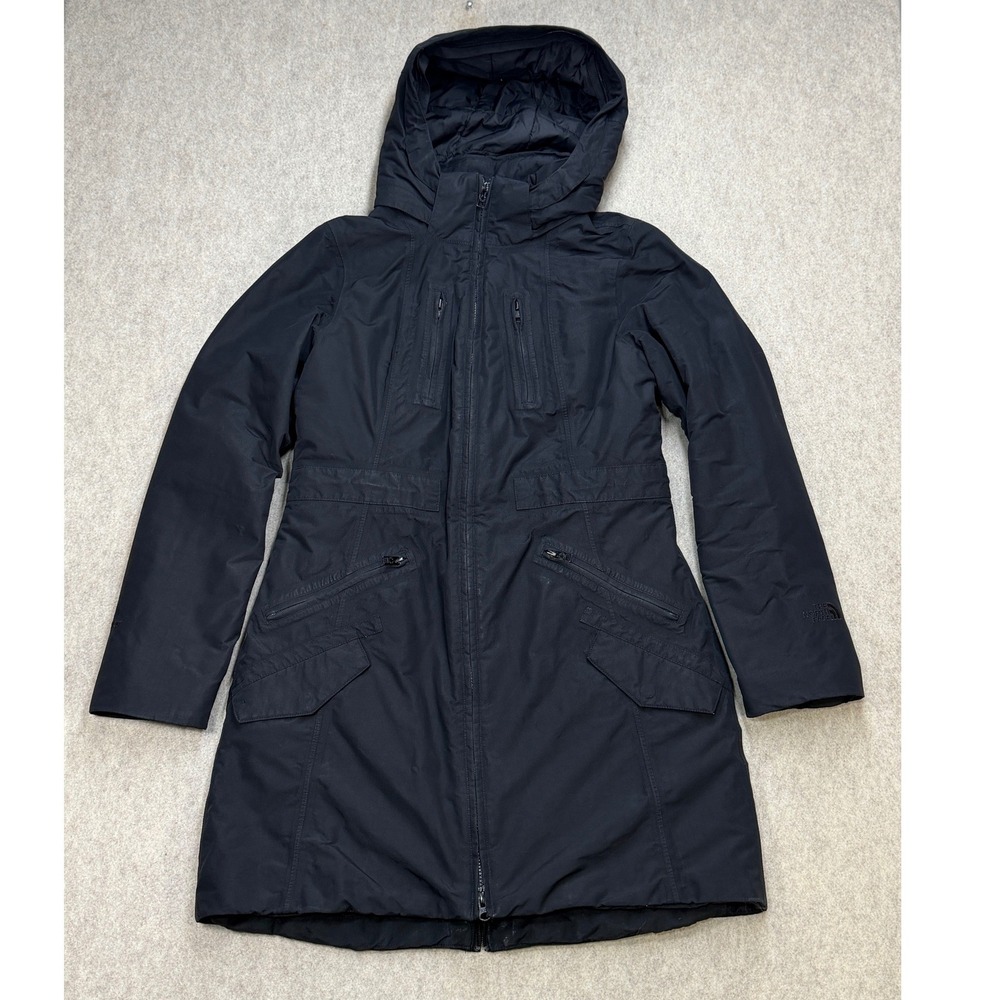 The North Face HyVent Parka Jacket Women Medium Black Gorpcore Collegiate Winter